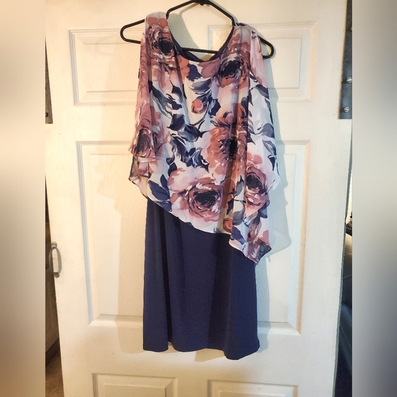 Connected Apparel Floral Dress - Pink and Navy - Picture 1 of 2
